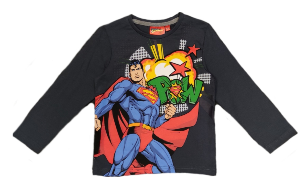 Superman Langarmshirt für Jungen in dunkelgrau "POW"