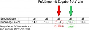 berechnung Schuhgröße bsp